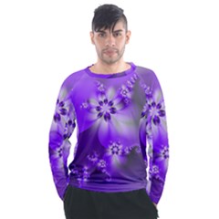 Violet Purple Flower Print Men s Long Sleeve Raglan Tee