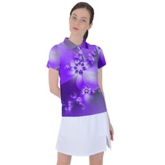 Violet Purple Flower Print Women s Polo Tee