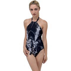 Abstract Black And White Art Go With The Flow One Piece Swimsuit by SpinnyChairDesigns