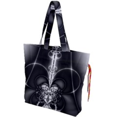 Abstract Black And White Art Drawstring Tote Bag by SpinnyChairDesigns