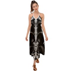 Abstract Black And White Art Halter Tie Back Dress  by SpinnyChairDesigns