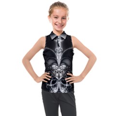 Abstract Black And White Art Kids  Sleeveless Polo Tee