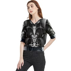 Abstract Black And White Art Quarter Sleeve Blouse