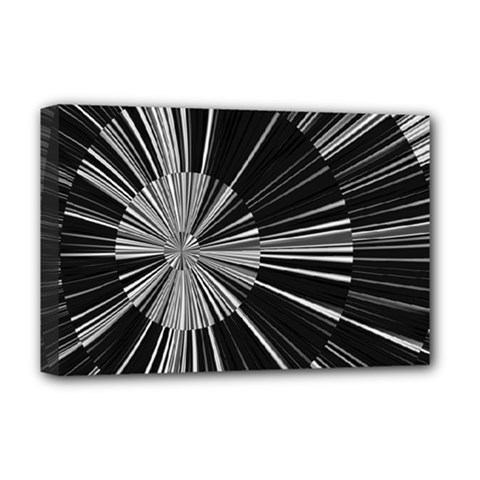 Abstract Black And White Stripes Deluxe Canvas 18  X 12  (stretched) by SpinnyChairDesigns