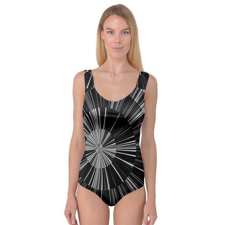 Abstract Black and White Stripes Princess Tank Leotard 