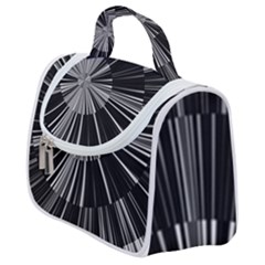 Abstract Black And White Stripes Satchel Handbag by SpinnyChairDesigns