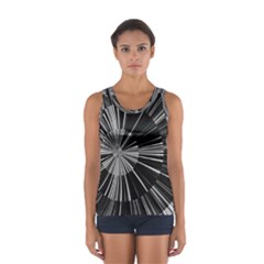 Abstract Black And White Stripes Sport Tank Top  by SpinnyChairDesigns