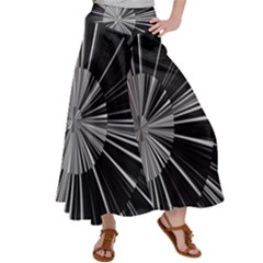 Abstract Black And White Stripes Satin Palazzo Pants by SpinnyChairDesigns