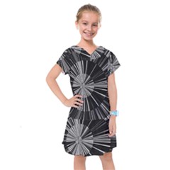 Abstract Black And White Stripes Kids  Drop Waist Dress by SpinnyChairDesigns