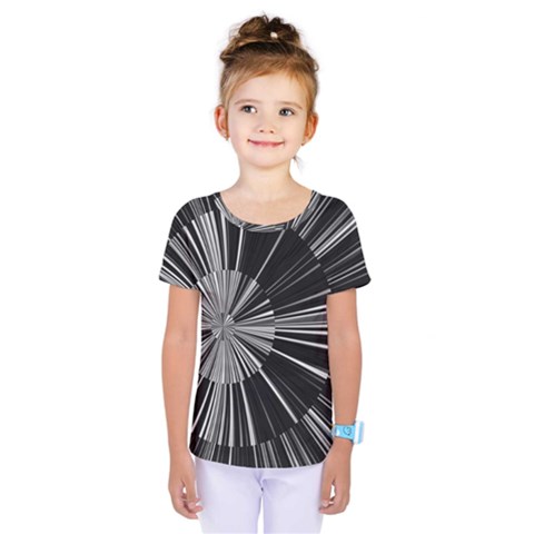 Abstract Black And White Stripes Kids  One Piece Tee by SpinnyChairDesigns