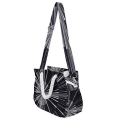 Abstract Black And White Stripes Rope Handles Shoulder Strap Bag by SpinnyChairDesigns