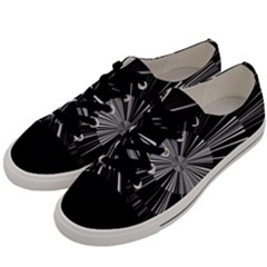 Abstract Black And White Stripes Men s Low Top Canvas Sneakers by SpinnyChairDesigns