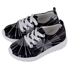 Abstract Black And White Stripes Kids  Lightweight Sports Shoes by SpinnyChairDesigns