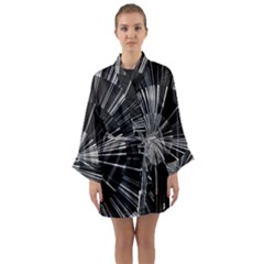 Abstract Black And White Stripes Long Sleeve Satin Kimono by SpinnyChairDesigns