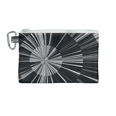 Abstract Black And White Stripes Canvas Cosmetic Bag (medium) by SpinnyChairDesigns