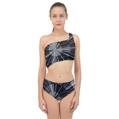 Abstract Black And White Stripes Spliced Up Two Piece Swimsuit by SpinnyChairDesigns