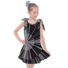 Abstract Black And White Stripes Kids  Tie Up Tunic Dress by SpinnyChairDesigns