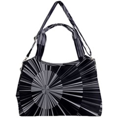 Abstract Black And White Stripes Double Compartment Shoulder Bag by SpinnyChairDesigns