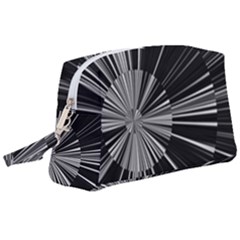 Abstract Black And White Stripes Wristlet Pouch Bag (large) by SpinnyChairDesigns