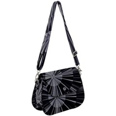 Abstract Black And White Stripes Saddle Handbag by SpinnyChairDesigns