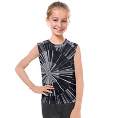 Abstract Black And White Stripes Kids  Mesh Tank Top