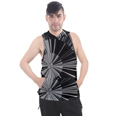 Abstract Black And White Stripes Men s Sleeveless Hoodie