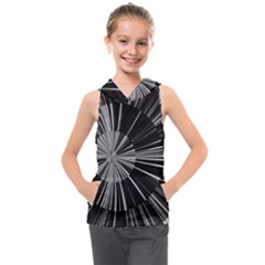 Abstract Black And White Stripes Kids  Sleeveless Hoodie