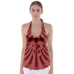 Vermilion Stripes Babydoll Tankini Top by SpinnyChairDesigns