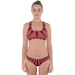 Vermilion Stripes Cross Back Hipster Bikini Set by SpinnyChairDesigns