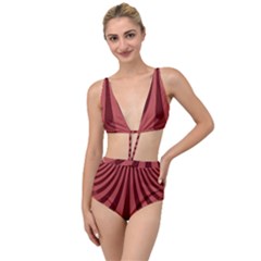 Vermilion Stripes Tied Up Two Piece Swimsuit by SpinnyChairDesigns