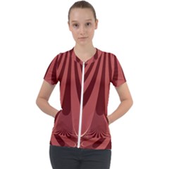 Vermilion Stripes Short Sleeve Zip Up Jacket by SpinnyChairDesigns