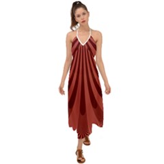 Vermilion Stripes Halter Tie Back Dress  by SpinnyChairDesigns