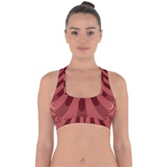 Vermilion Stripes Cross Back Hipster Bikini Top  by SpinnyChairDesigns