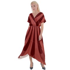 Vermilion Stripes Cross Front Sharkbite Hem Maxi Dress by SpinnyChairDesigns