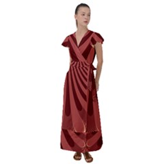 Vermilion Stripes Flutter Sleeve Maxi Dress by SpinnyChairDesigns