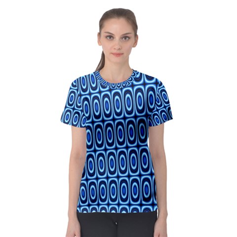 Abstract Blue Circles Mosaic Women s Sport Mesh Tee by SpinnyChairDesigns