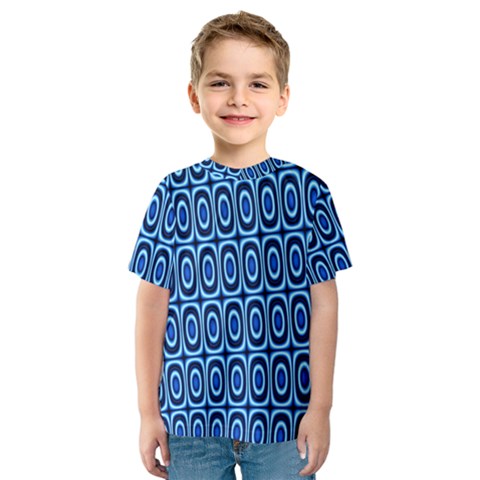 Abstract Blue Circles Mosaic Kids  Sport Mesh Tee by SpinnyChairDesigns