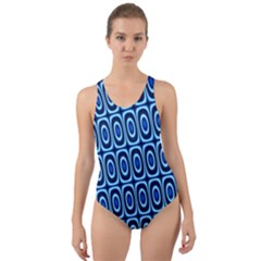 Abstract Blue Circles Mosaic Cut-out Back One Piece Swimsuit by SpinnyChairDesigns