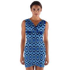 Abstract Blue Circles Mosaic Wrap Front Bodycon Dress by SpinnyChairDesigns