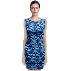 Abstract Blue Circles Mosaic Sleeveless Velvet Midi Dress by SpinnyChairDesigns