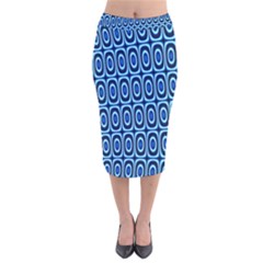 Abstract Blue Circles Mosaic Velvet Midi Pencil Skirt by SpinnyChairDesigns