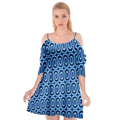 Abstract Blue Circles Mosaic Cutout Spaghetti Strap Chiffon Dress by SpinnyChairDesigns