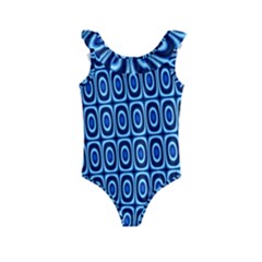 Abstract Blue Circles Mosaic Kids  Frill Swimsuit