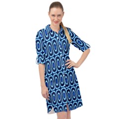 Abstract Blue Circles Mosaic Long Sleeve Mini Shirt Dress by SpinnyChairDesigns