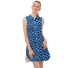 Abstract Blue Circles Mosaic Sleeveless Shirt Dress by SpinnyChairDesigns