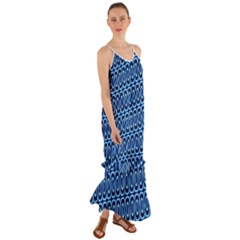 Abstract Blue Circles Mosaic Cami Maxi Ruffle Chiffon Dress by SpinnyChairDesigns