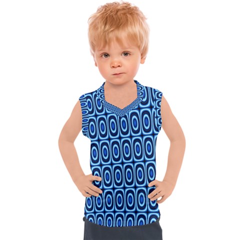 Abstract Blue Circles Mosaic Kids  Sport Tank Top by SpinnyChairDesigns