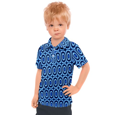 Abstract Blue Circles Mosaic Kids  Polo Tee by SpinnyChairDesigns