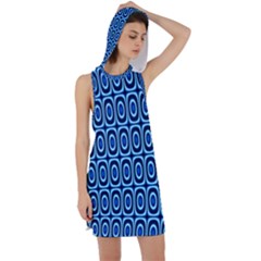 Abstract Blue Circles Mosaic Racer Back Hoodie Dress by SpinnyChairDesigns