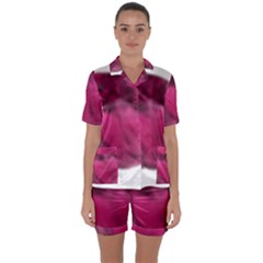 Fun Fuschia Satin Short Sleeve Pyjamas Set by Janetaudreywilson